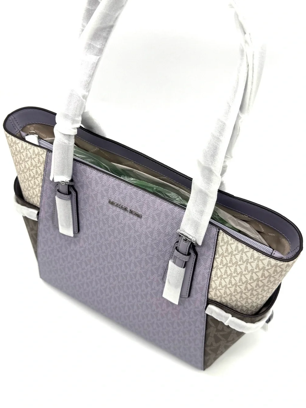 Michael Kors Voyager Large Color-Block Signature Logo Tote Bag - Lilac